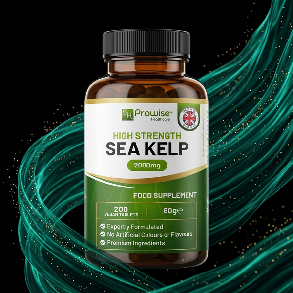 Nuvra Sea Kelp 2000mg bottle with emerald teal ocean energy streaks on matte black background